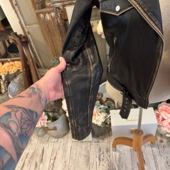 Real Leather ZARA BLACK MOTORCYCLE JACKET DISTRESSED Buttery Soft Leather | M - Picture 11 of 13